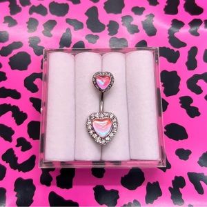 Pink heart belly ring
